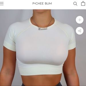 Ivory seamless short sleeve athletic crop top NWOT never used